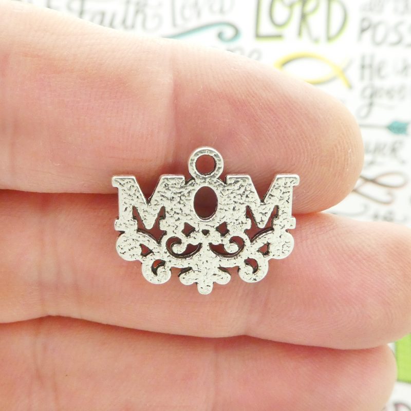 5 Silver Mom Charm Pendant 18x22mm by TIJC SP1447 - Image 3