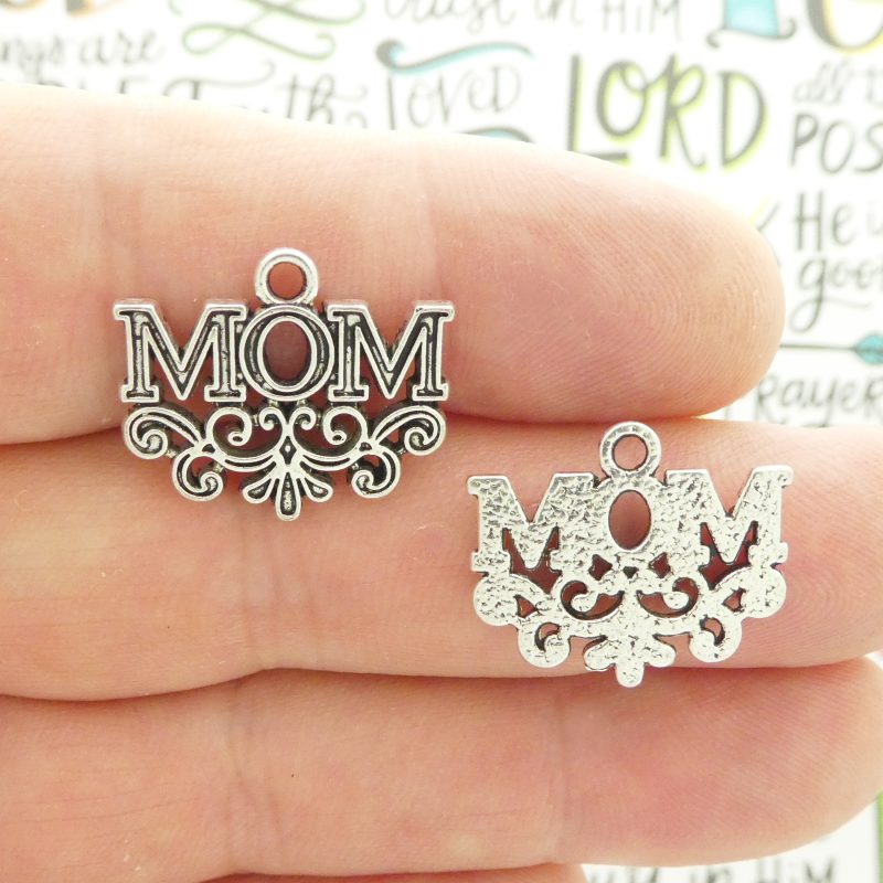5 Silver Mom Charm Pendant 18x22mm by TIJC SP1447 - Image 4