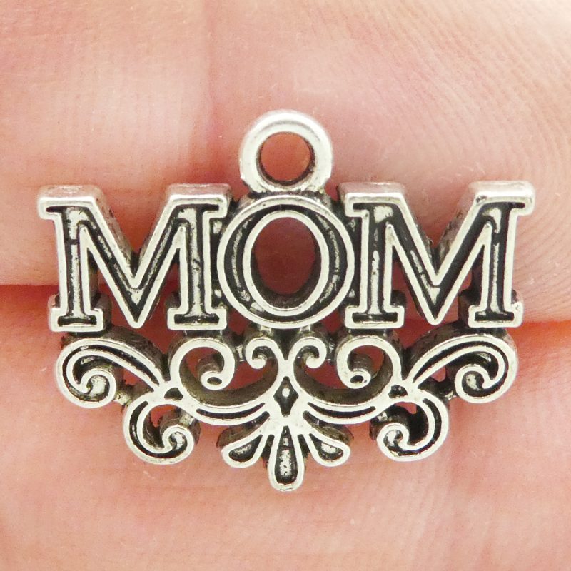 5 Silver Mom Charm Pendant 18x22mm by TIJC SP1447 - Image 2