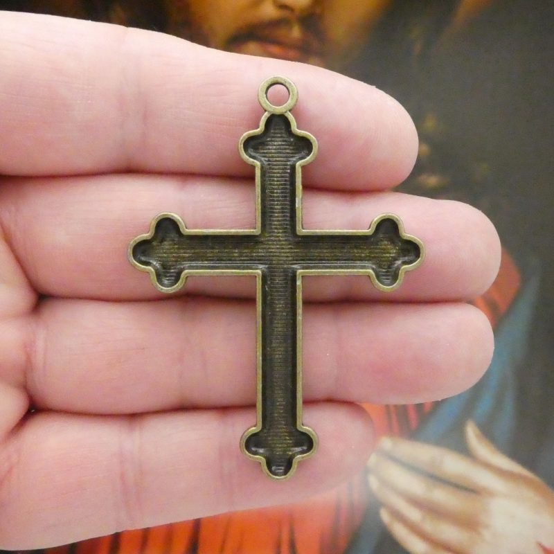 BULK 8 Orthodox Cross Charm Pendant Bronze by TIJC SP1452B - Image 3