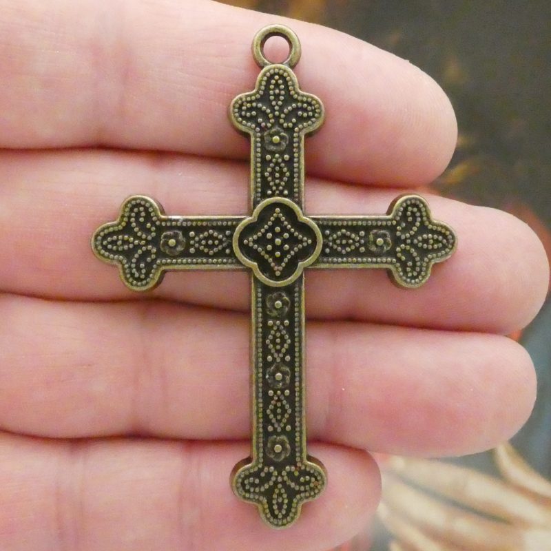 bronze orthodox cross pendant
