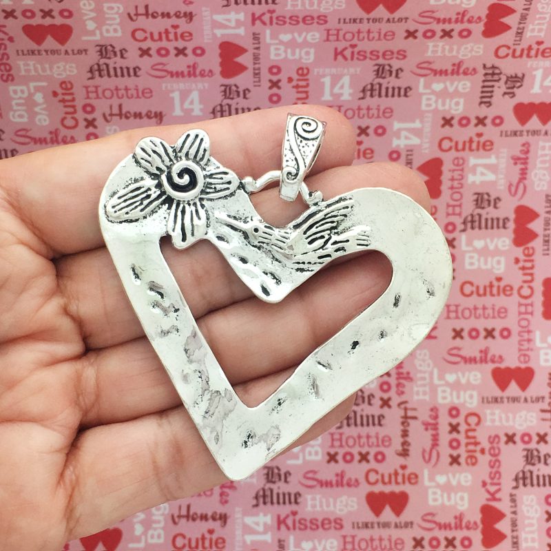 silver open heart pendant