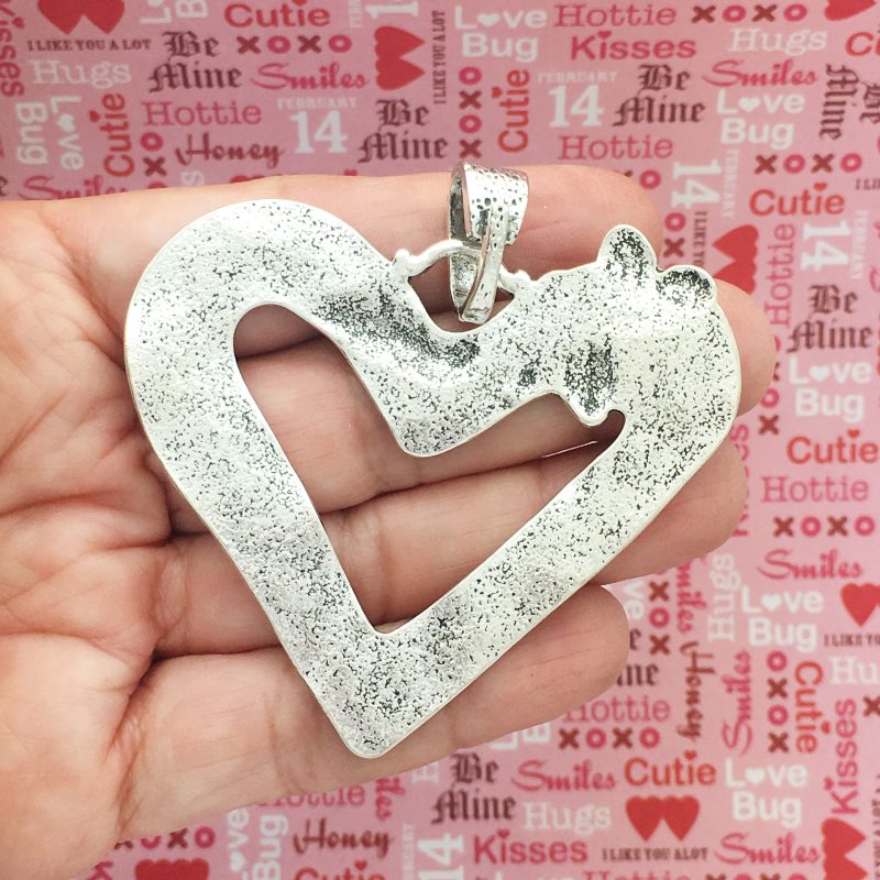 BULK 3 Open Heart Charm Pendant Silver by TIJC SP1470B - Image 2
