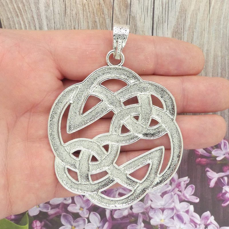 1 Celtic Knot Charm Pendant Silver 88x64mm by TIJC SP1474 - Image 2