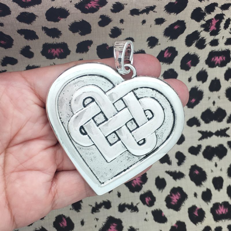 1 Celtic Heart Charm Pendant Silver Large by TIJC SP1478