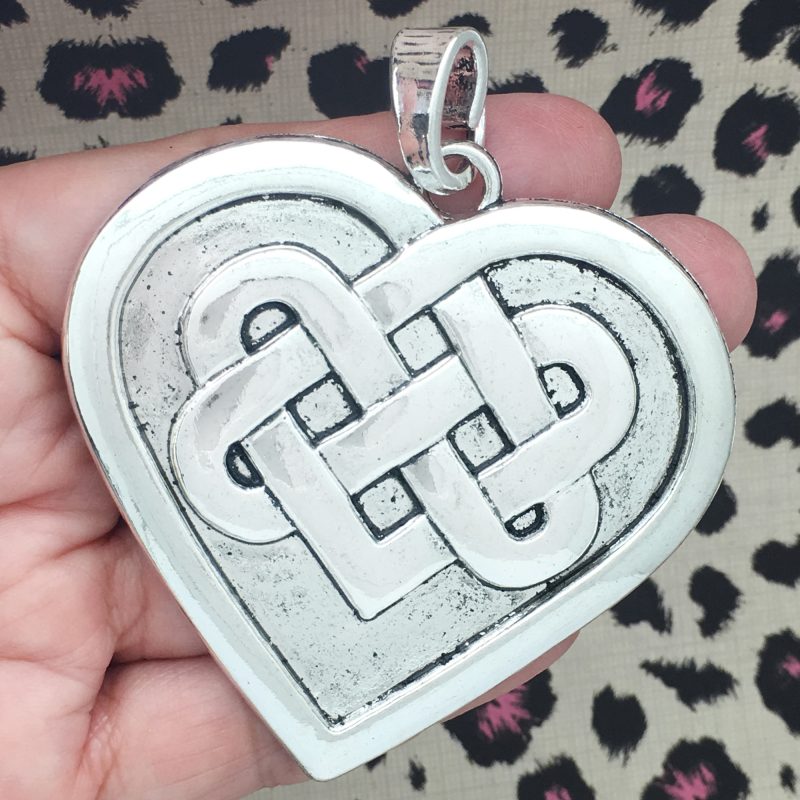 1 Celtic Heart Charm Pendant Silver Large by TIJC SP1478 - Image 2
