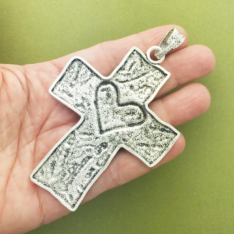1 Hammered Cross Charm Pendant Silver by TIJC SP1481 - Image 2