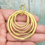 Gold Hoop Pendant Hammered