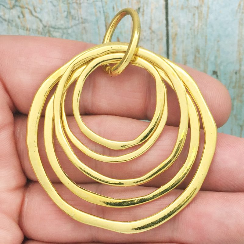 Gold Hammered Hoop Pendant