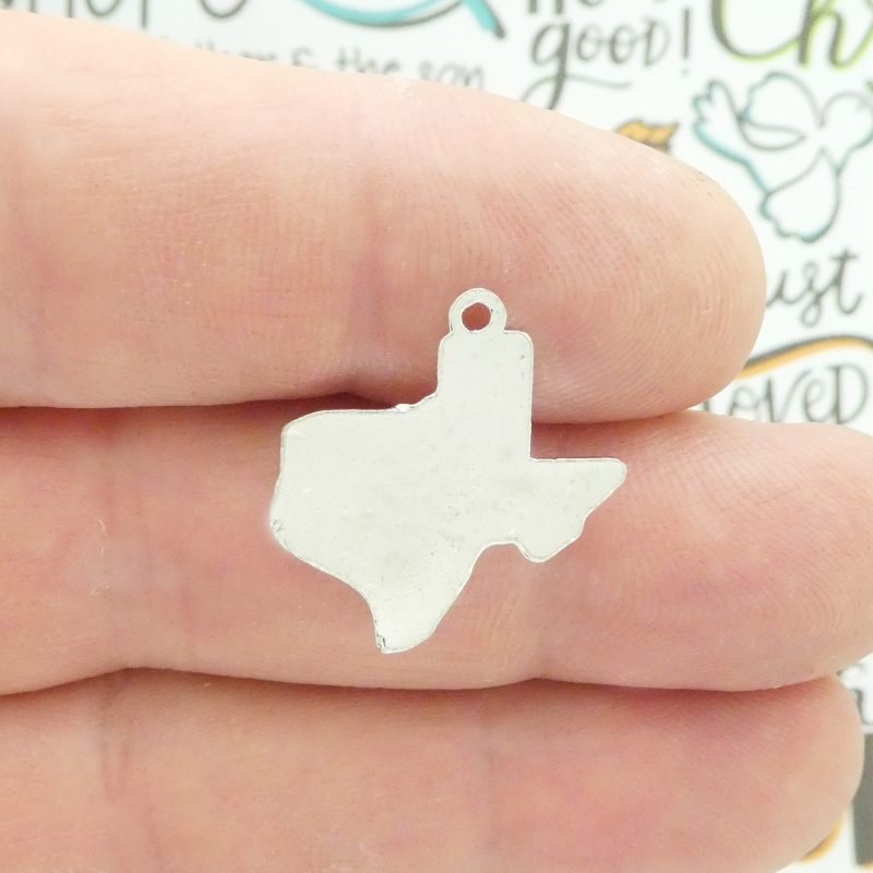 BULK 15 Silver Texas Charm State Map Pendant 23x21mm by TIJC SP1488B - Image 3