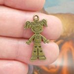 10 Bronze Little Girl Charm Pendant 28x15mm by TIJC SP1489