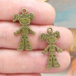 BULK 40 Little Girl Charm Pendant Bronze 28x15mm by TIJC SP1489B