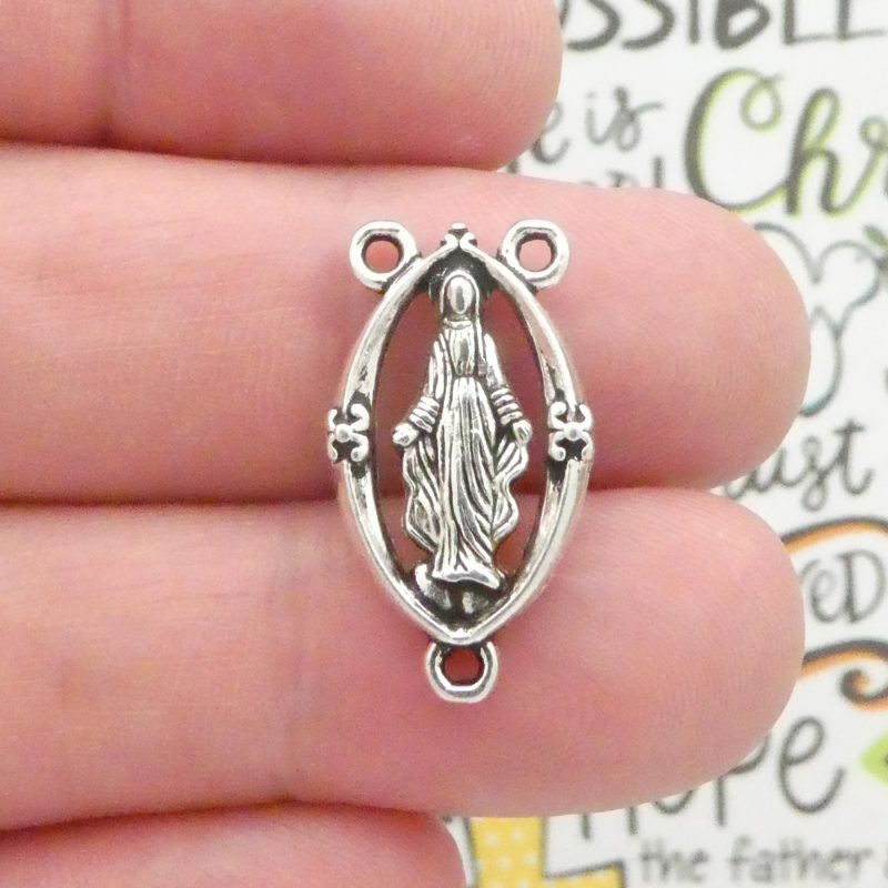 5 Mother Mary Silver Rosary Centerpieces by TIJC SP1498