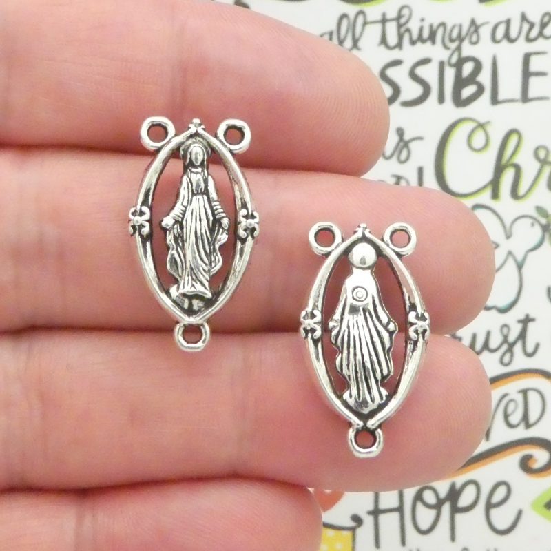 5 Mother Mary Silver Rosary Centerpieces by TIJC SP1498 - Image 4