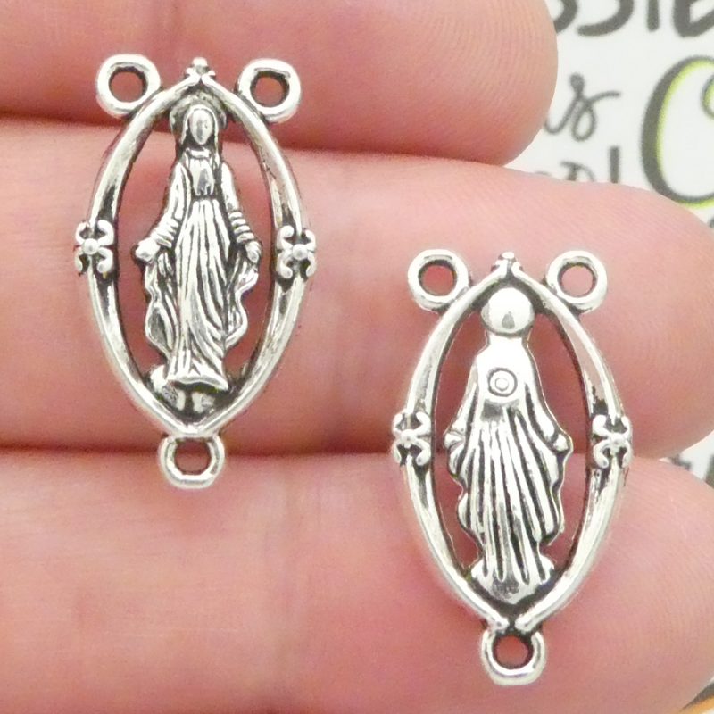 5 Mother Mary Silver Rosary Centerpieces by TIJC SP1498 - Image 5
