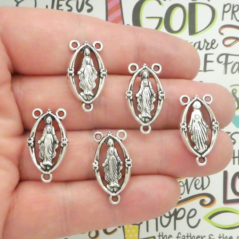 5 Mother Mary Silver Rosary Centerpieces by TIJC SP1498 - Image 6
