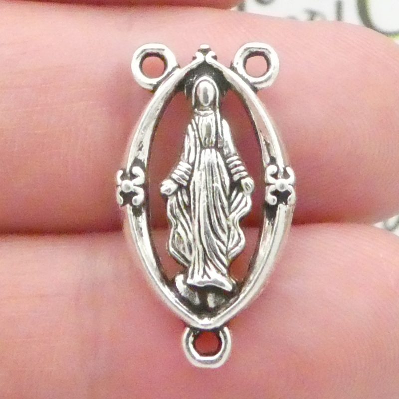 5 Mother Mary Silver Rosary Centerpieces by TIJC SP1498 - Image 2