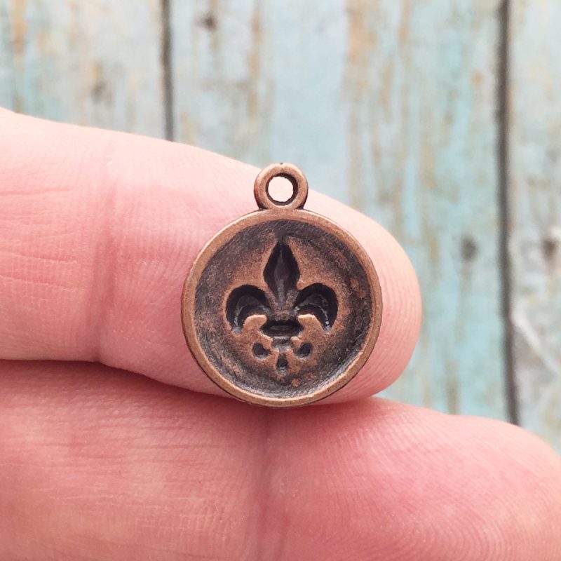 8 Fleur De Lis Charm Pendant Copper Small by TIJC SP1500 - Image 2