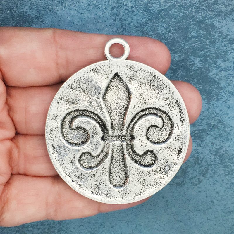 1 Silver Fleur de Lis Charm Pendant by TIJC SP1509 - Image 2