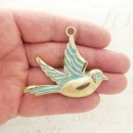 1 Gold Bird Charm Pendant 52x62mm by TIJC SP1510
