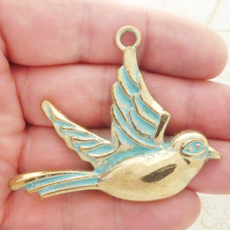 1 Gold Bird Charm Pendant 52x62mm by TIJC SP1510 - Image 2