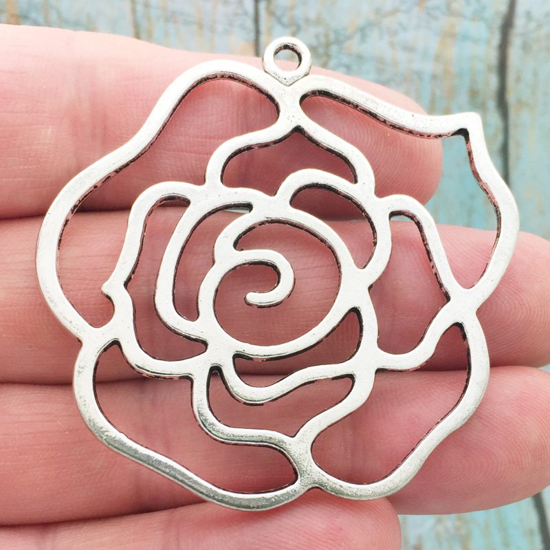 silver rose pendant