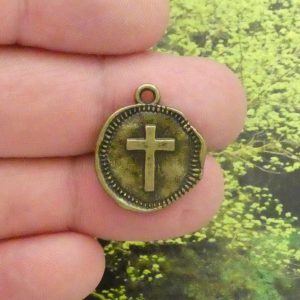 Bronze Cross Charms for Jewelry Making