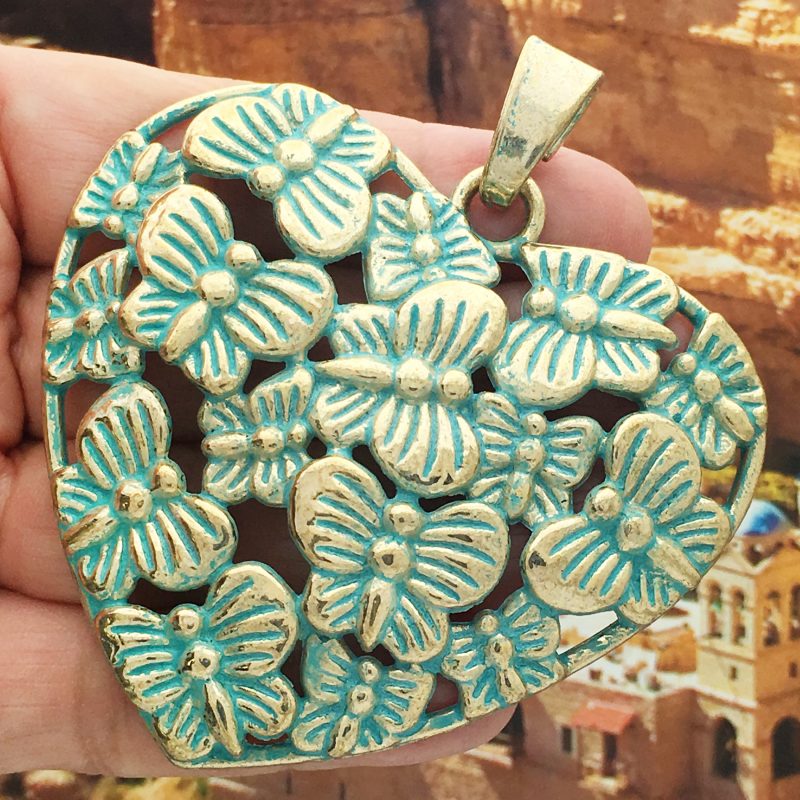 1 Butterfly Heart Charm Pendant Gold by TIJC SP1540 - Image 2