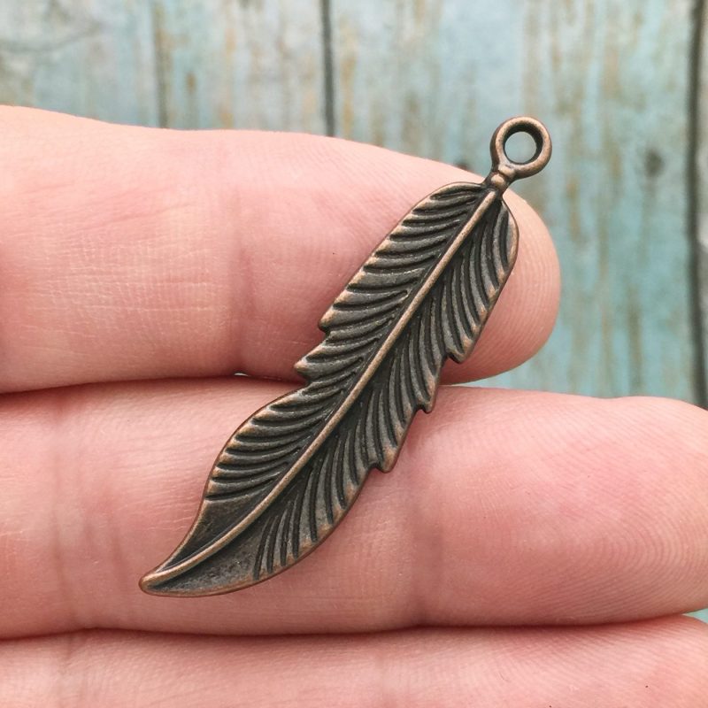 copper feather pendants for jewelry making