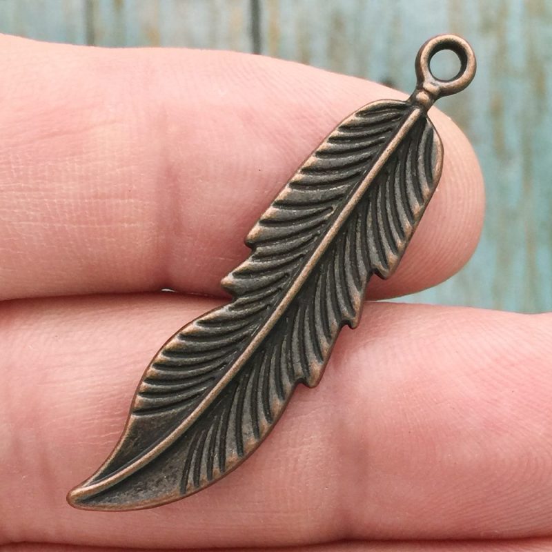 copper feather pendants bulk