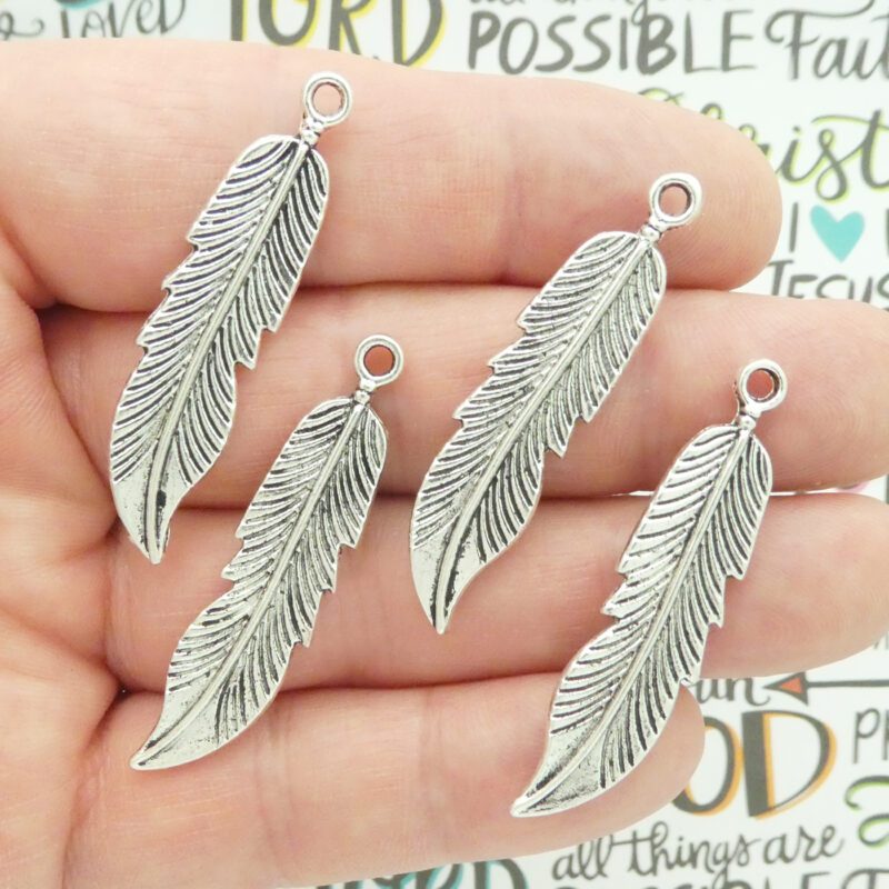 Silver Feather Charms Bulk