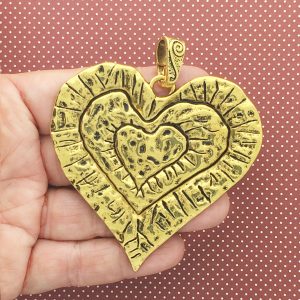 1 Heart Charm Pendant Hammered Gold by TIJC SP1550