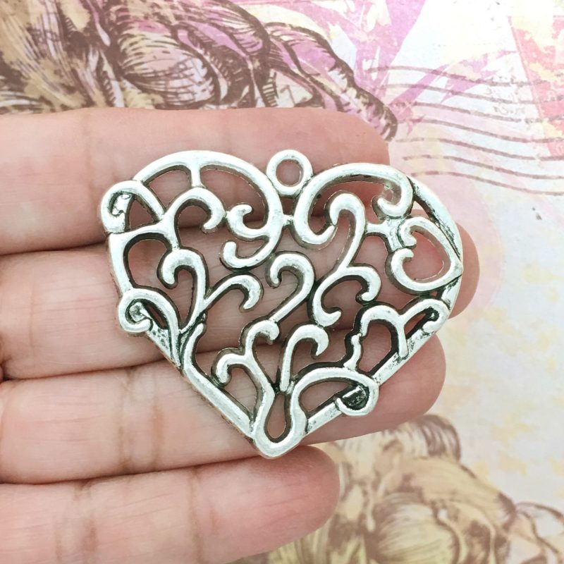 Filigree Heart Pendants Bulk