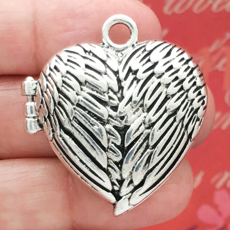 silver heart locket charm