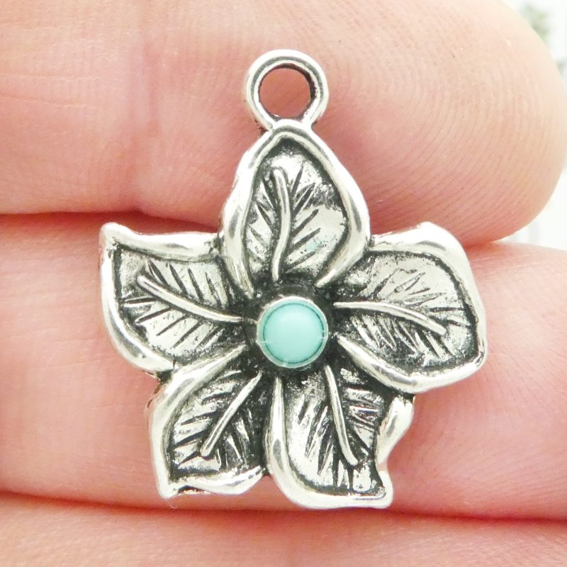 Silver Hibiscus Charm