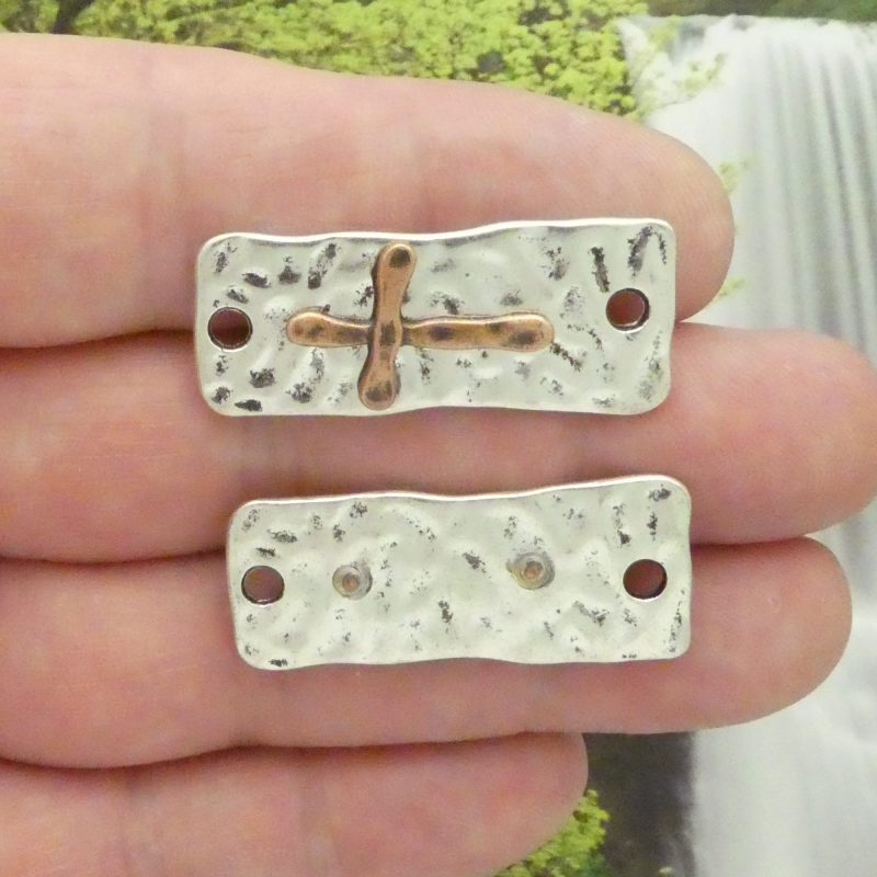 hammered cross bracelet connector bulk