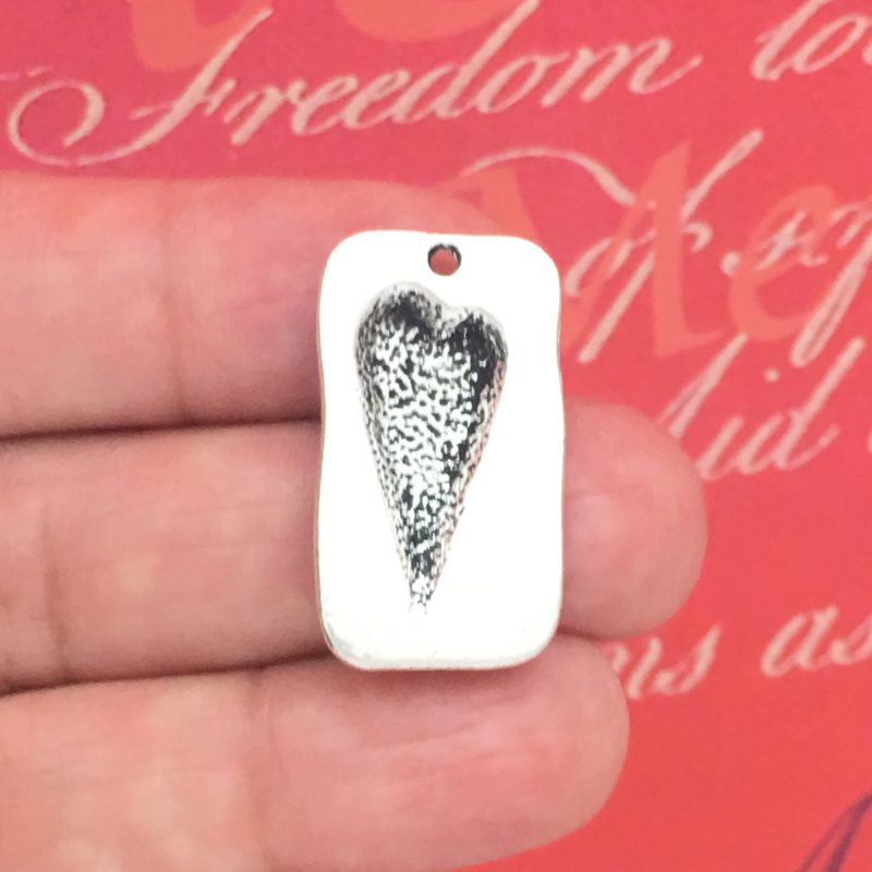 BULK 20 Silver Heart Charm Pendant by TIJC SP1558B - Image 2