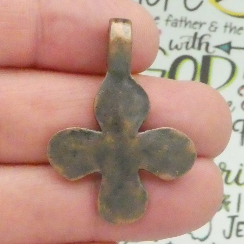 Copper Hammered Cross Charm