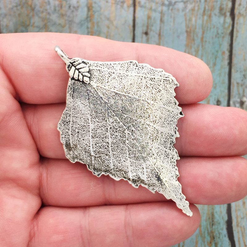 1 Large Leaf Charm Pendant Silver by TIJC SP1562
