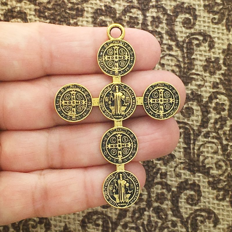 2 St Benedict Cross Charm Pendant Gold by TIJC SP1565 - Image 3