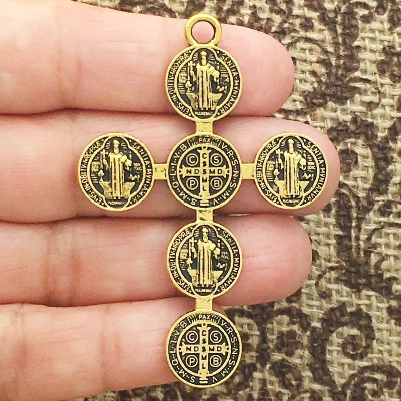 2 St Benedict Cross Charm Pendant Gold by TIJC SP1565 - Image 2