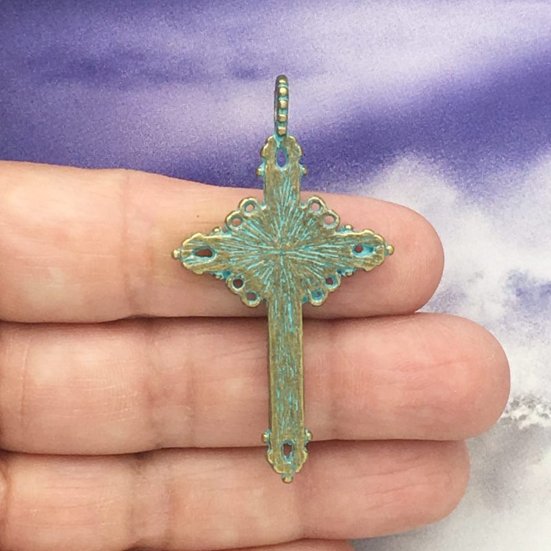 2 Gold Crucifix Cross Charm Pendant by TIJC SP1576 - Image 2