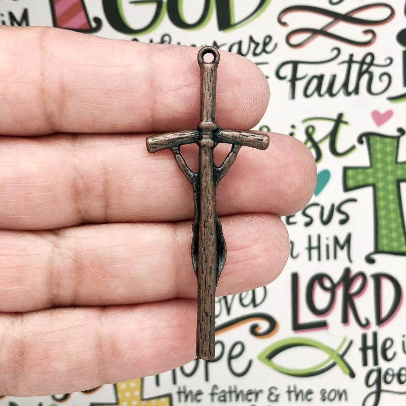 BULK 10 Papal Crucifix Cross Pendant Rosary Parts Copper by TIJC SP1577B - Image 2
