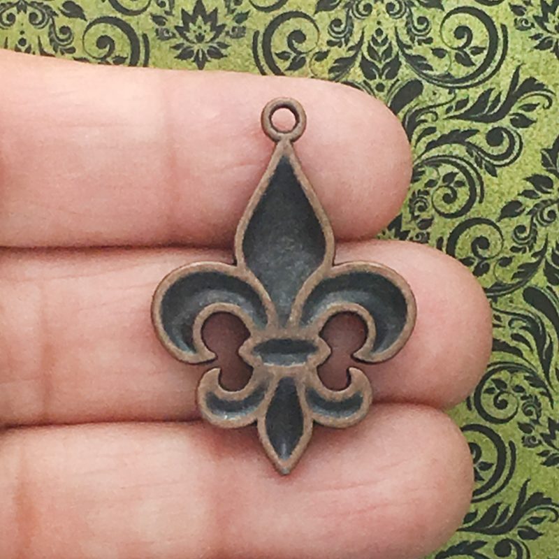 BULK 12 Fleur De Lis Charm Pendant Copper by TIJC SP1580B - Image 2