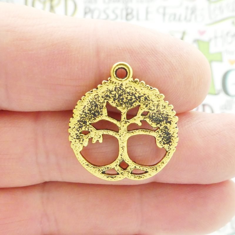 5 Gold Tree Charm Pendant 26x23mm by TIJC SP1593 - Image 2