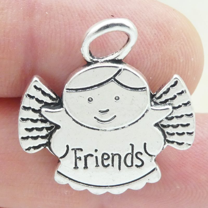 BULK 20 Silver Friends Angel Charm by TIJC SP1601B - Image 3
