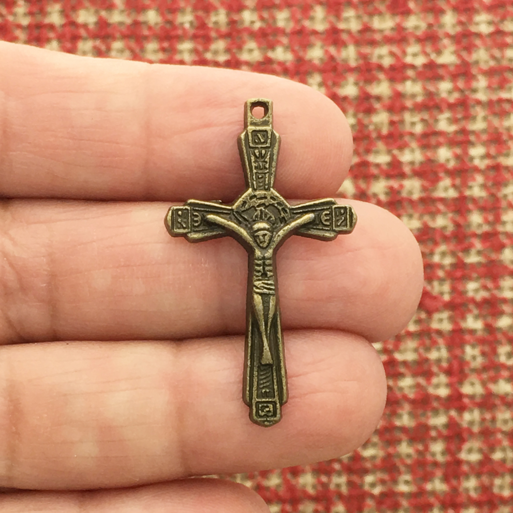 bronze crucifix pendant