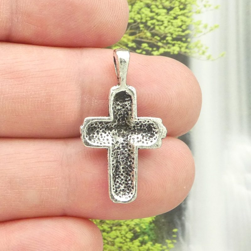 BULK 40 Silver Cross Charm Pendant by TIJC SP1612B - Image 3