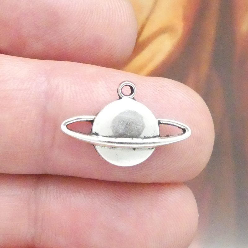 Silver Saturn Charm