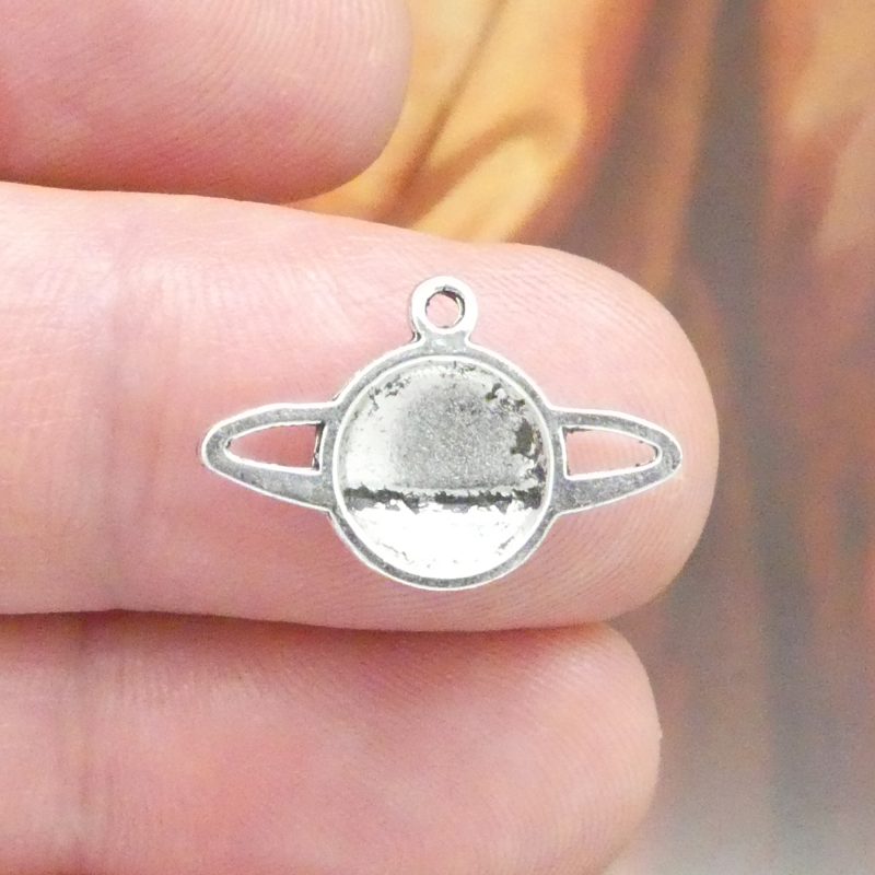 BULK 80 Saturn Charm Silver 13x20mm by TIJC SP1616B - Image 3